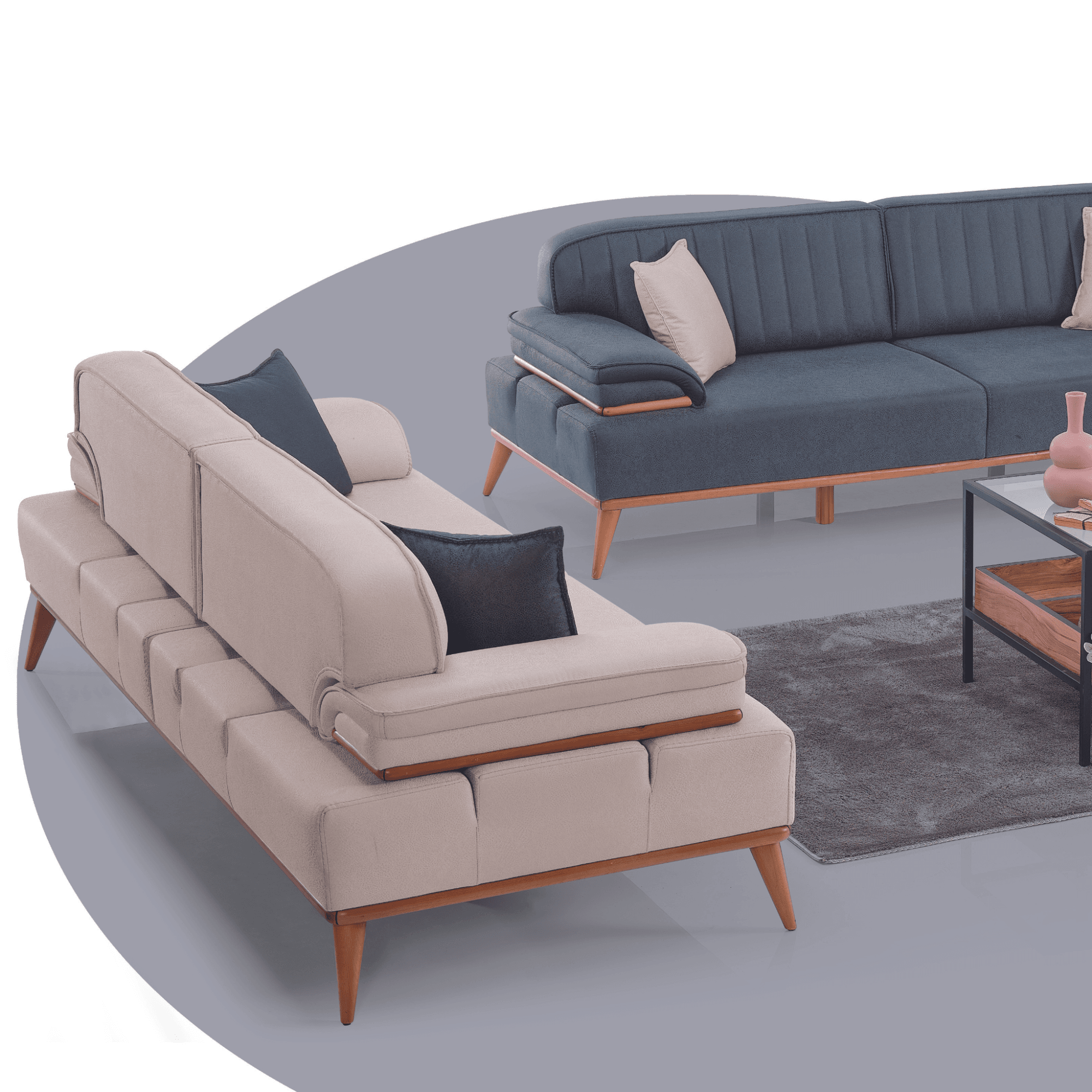 Bugatti Sofa Set 3-3-1 Couchgarnitur | Modern Design & Kostenlose Montage | Holzfüße & Schlaffunktion