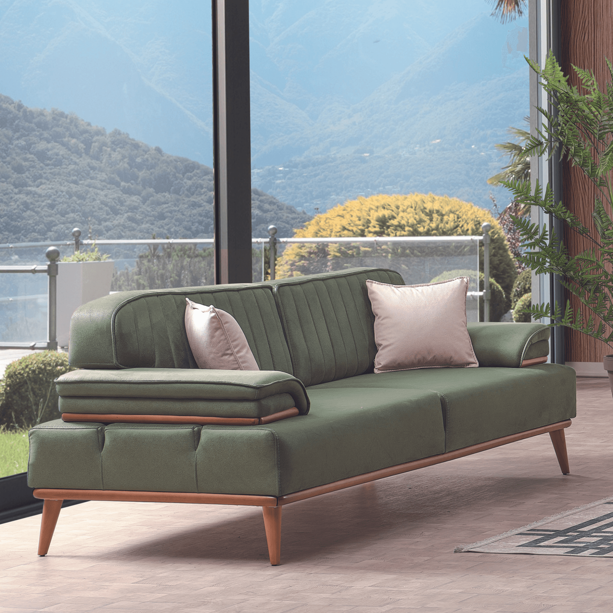 Bugatti Sofa Set 3-3-1 Couchgarnitur | Modern Design & Kostenlose Montage | Holzfüße & Schlaffunktion