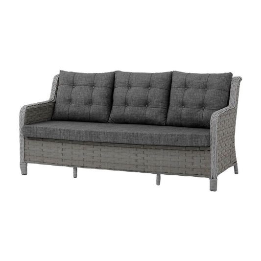 Gartenmöbel Set 7 Personen | Alu-Rattan Lounge mit Sofa, Hocker & Tisch
