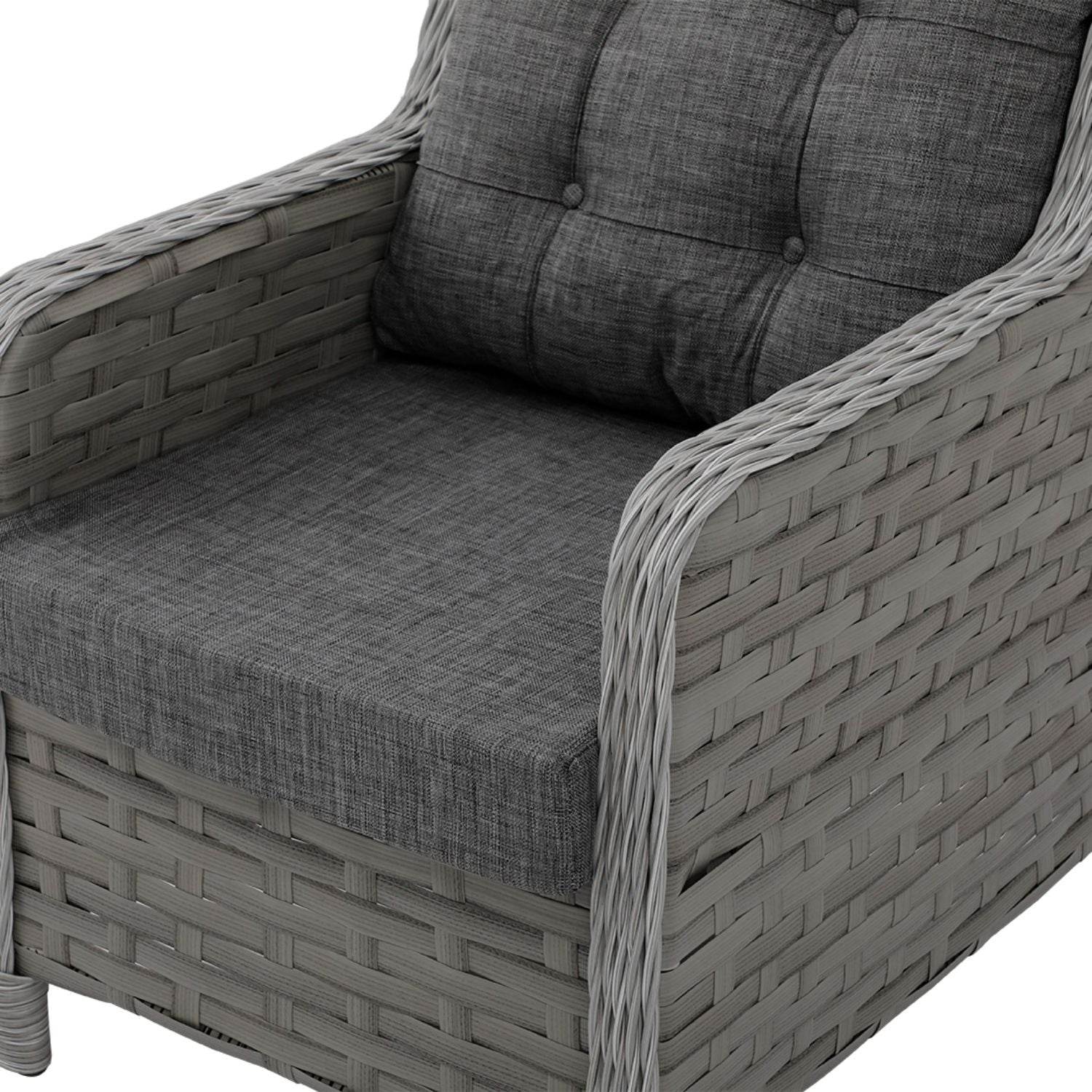 Gartenmöbel Set 7 Personen | Alu-Rattan Lounge mit Sofa, Hocker & Tisch