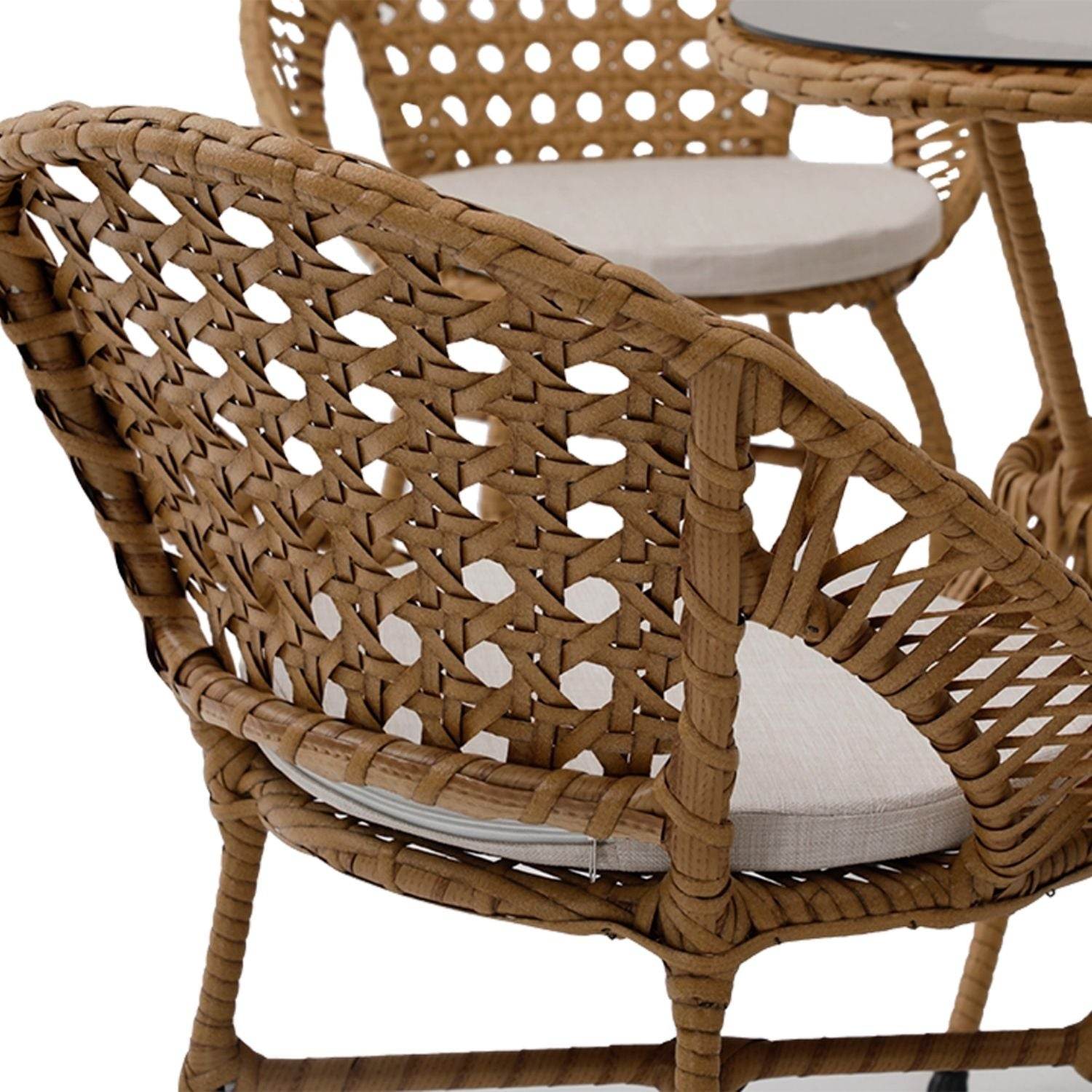 Petra Star Sitzgruppe Bistro Tisch mit Stühlen Gartenmöbel Set Rattan Wetterfest