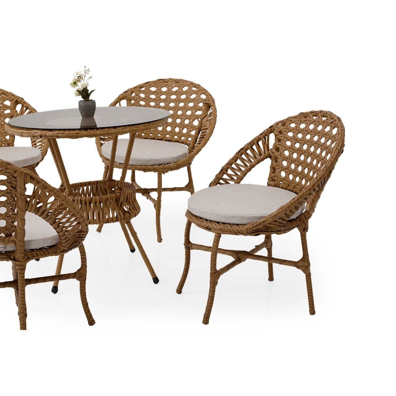 Petra Star Sitzgruppe Bistro Tisch mit Stühlen Gartenmöbel Set Rattan Wetterfest