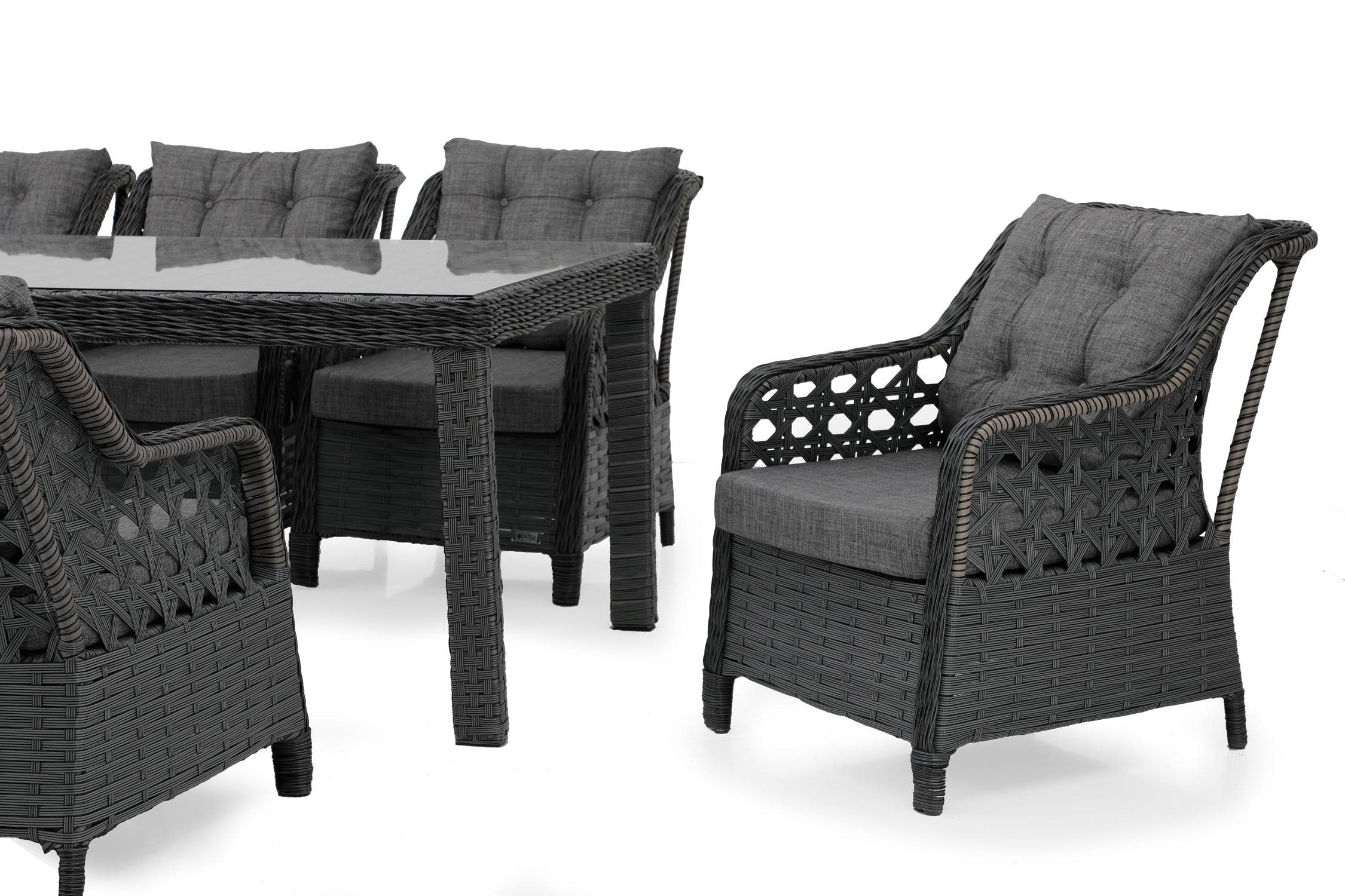 Petra Lüxemburg 8-6 Personen Garten Essgruppe Esstisch 100x200, Rattan Essgruppe für Outdoor