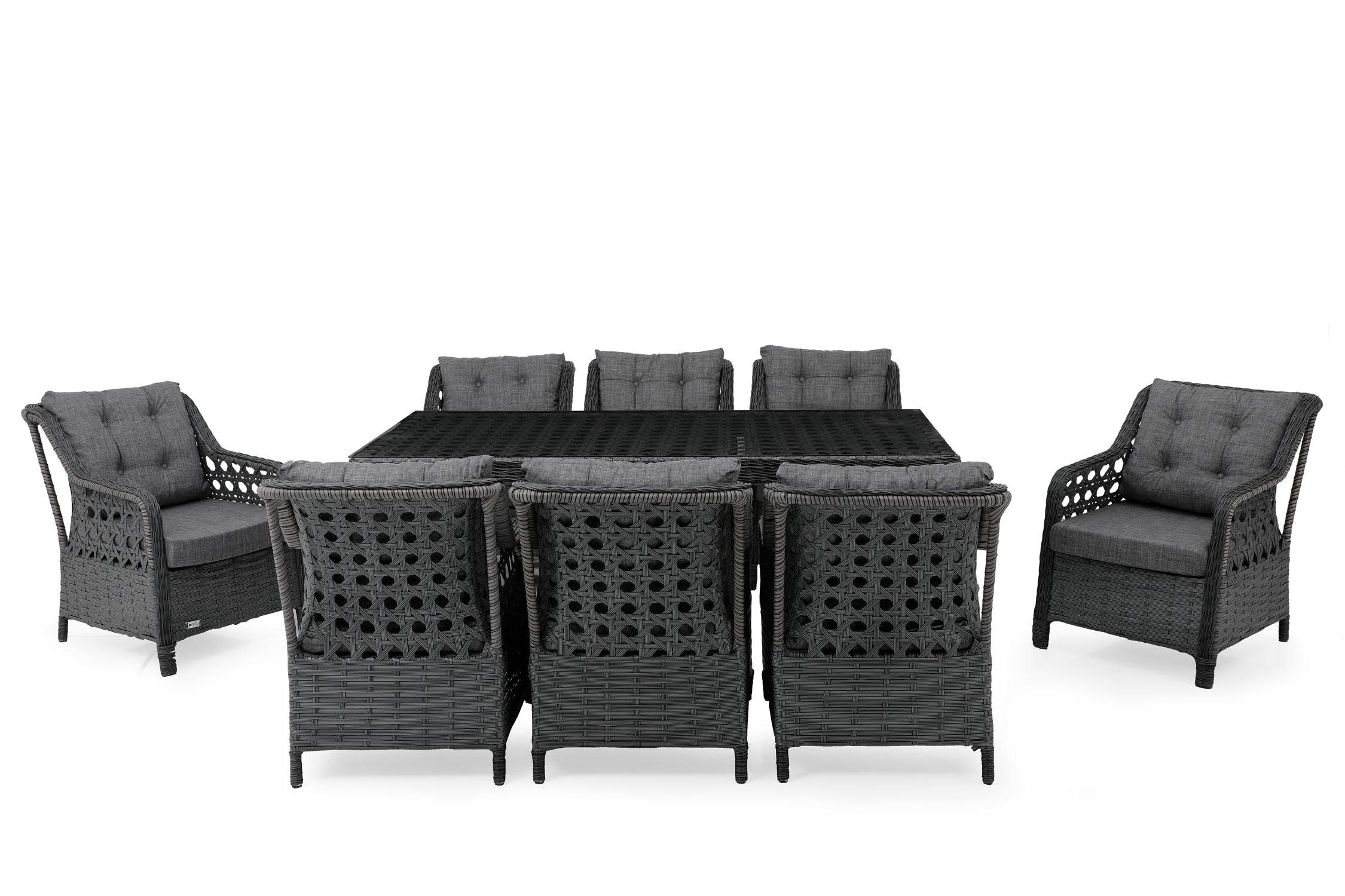 Petra Lüxemburg 8-6 Personen Garten Essgruppe Esstisch 100x200, Rattan Essgruppe für Outdoor