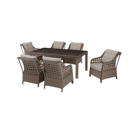 Garten-Essgruppe Esstisch 100x200, Rattan Essgruppe für Outdoor