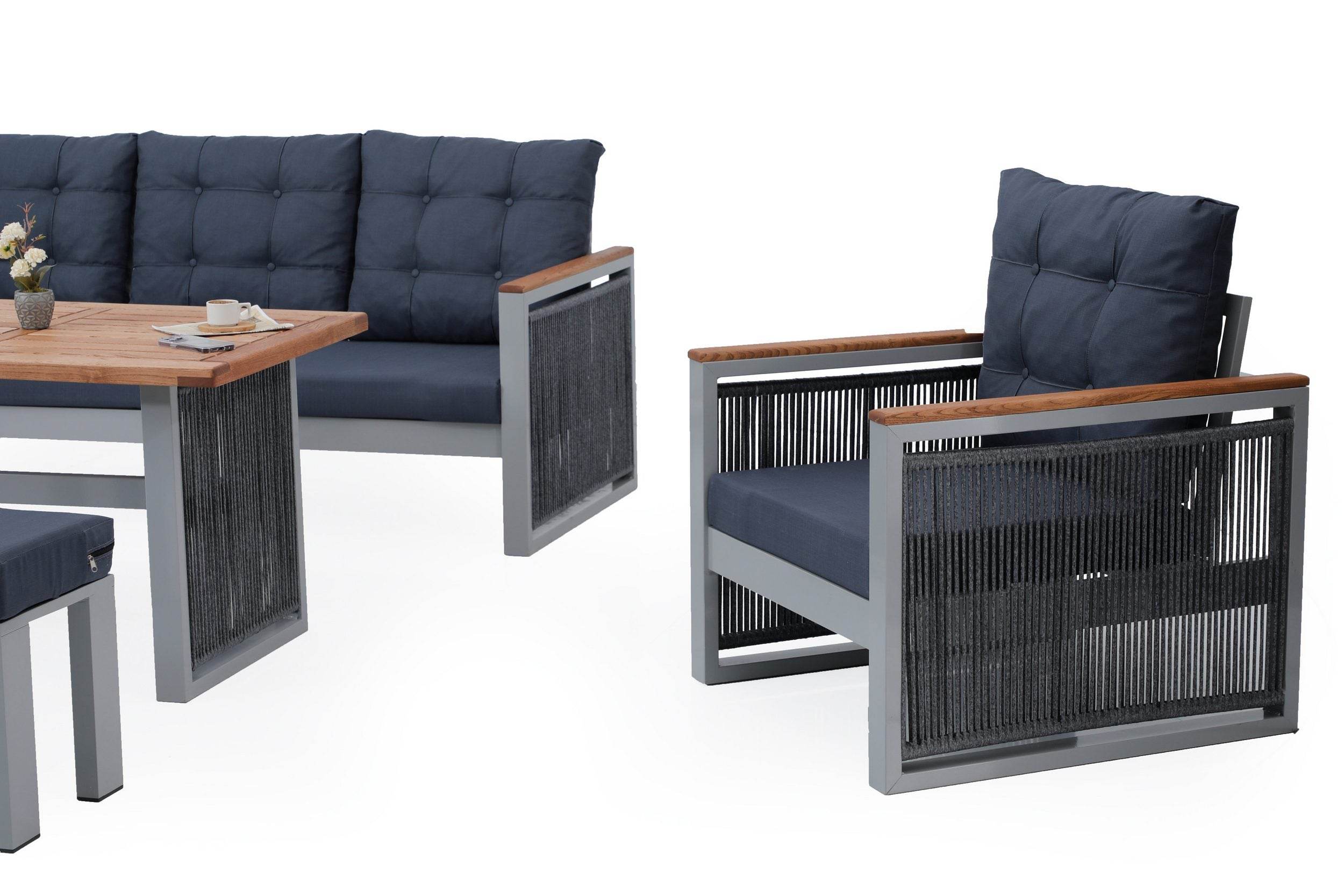 Petra Sitzgruppe Garten 7 Personen Aluminium Set für Balkon und Outdoor