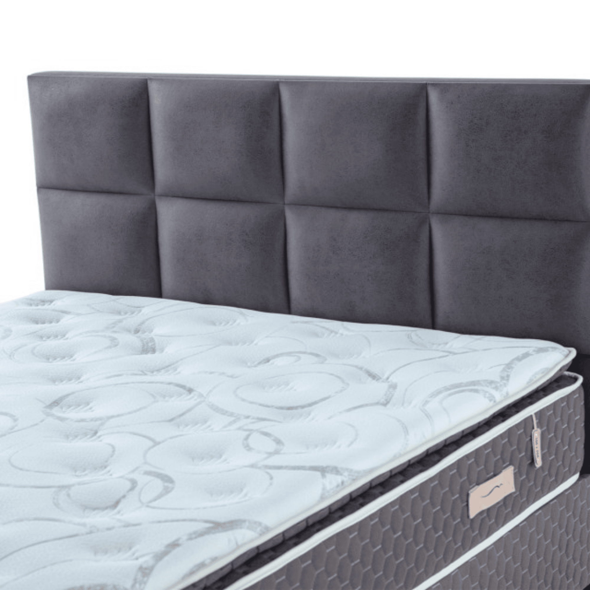Moln Visco Grey Boxspringbett Set mit Matratze und Bettkästen, Schlafzimmer Set