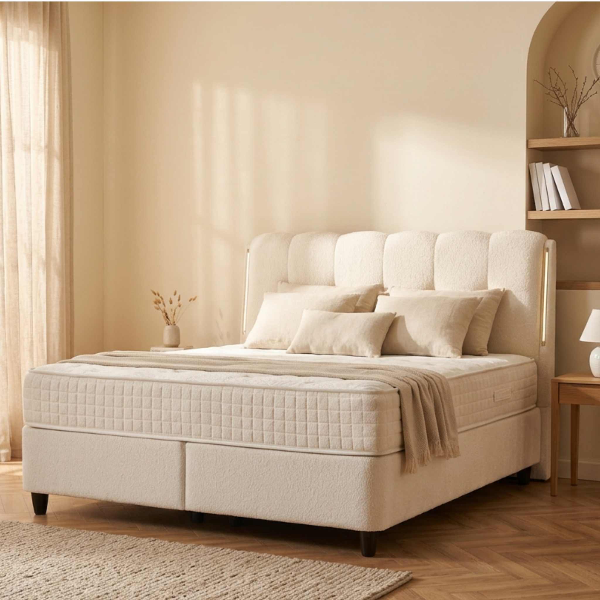 Naturalbett Boxspringbett mit Matratze LED