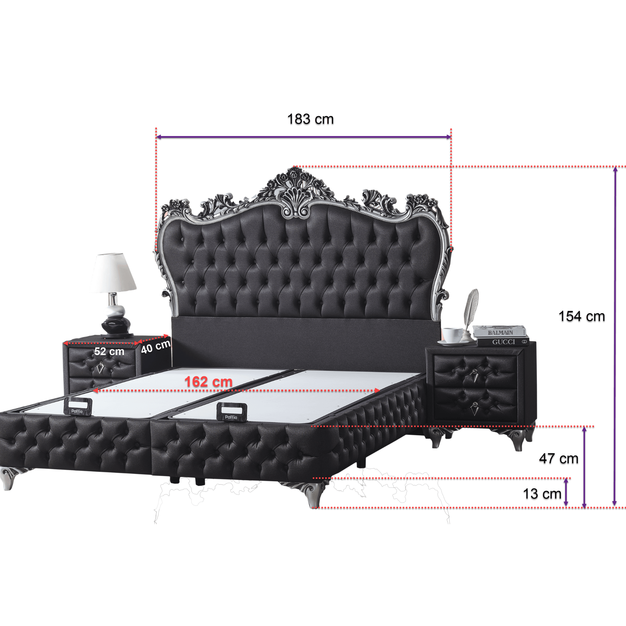 Rixoss Boxspringbett mit Stauraum | H3 Komfortmatratze & Samtgefühl | Modernes Polsterbett
