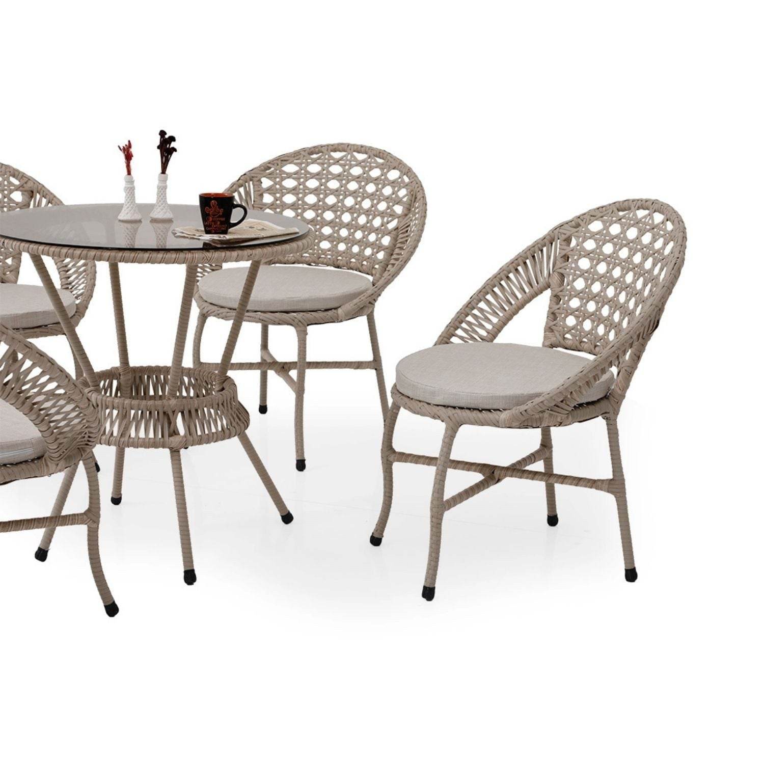 Petra Star Sitzgruppe Bistro Tisch mit Stühlen Gartenmöbel Set Rattan Wetterfest