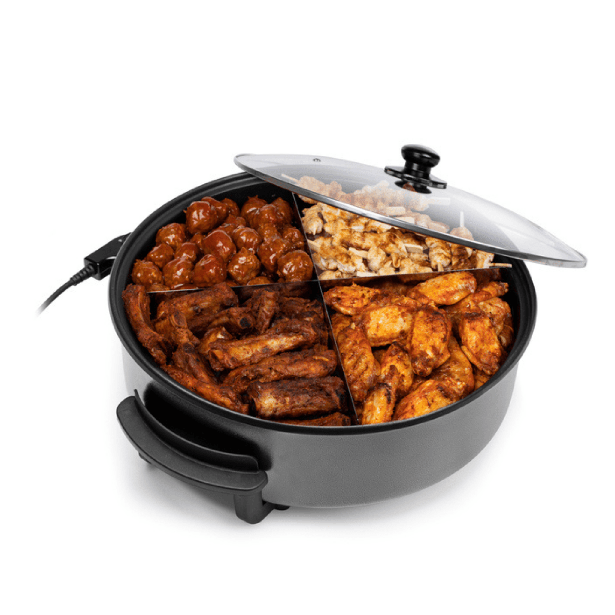 Roland große elektrische Pizza Pfanne 42 cm – Partypfanne mit Thermostat, Antihaft & Glasdeckel