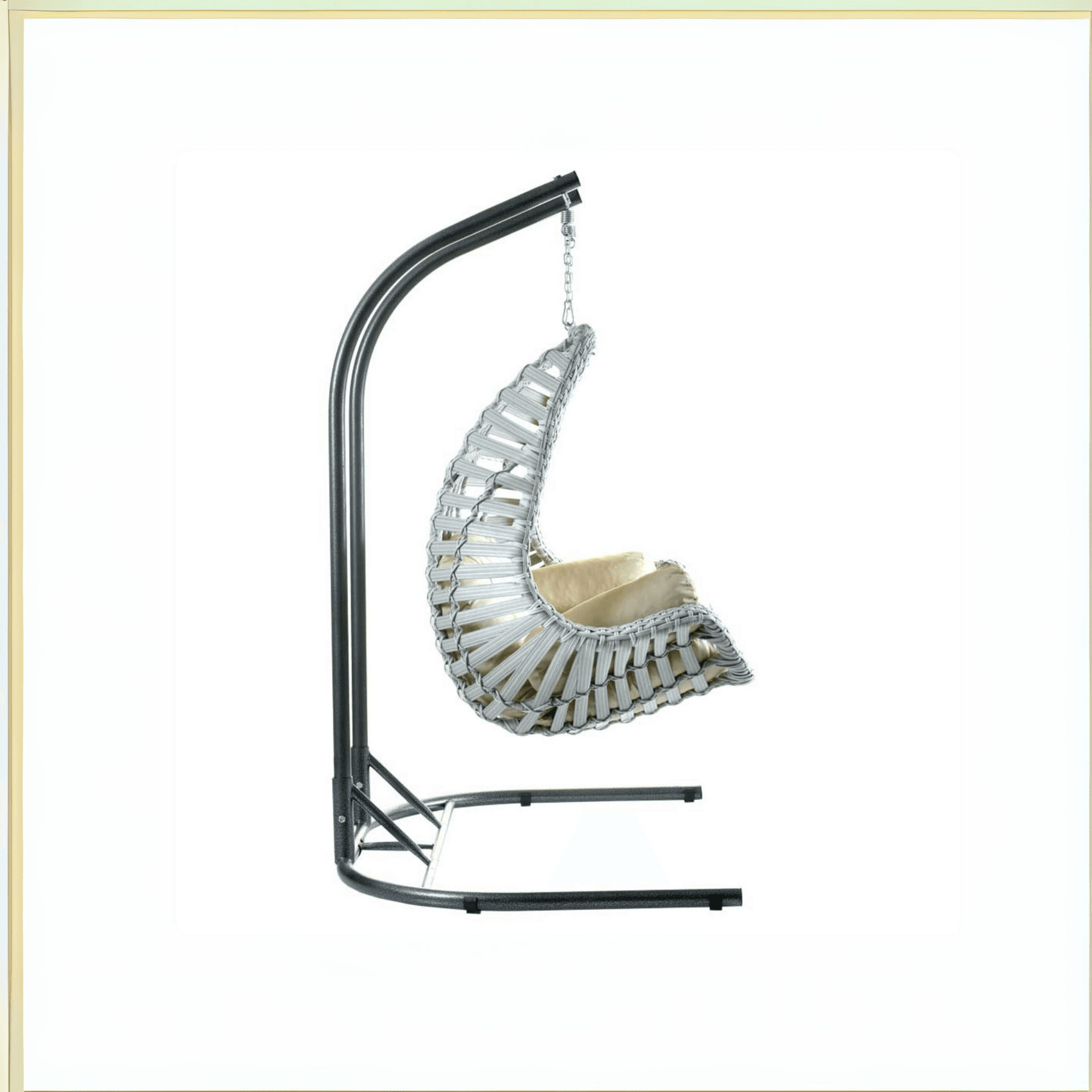 Gowoll Rattan Hängesessel mit Gestell | Cunda Swing Gartenschaukel | Hängeschaukel