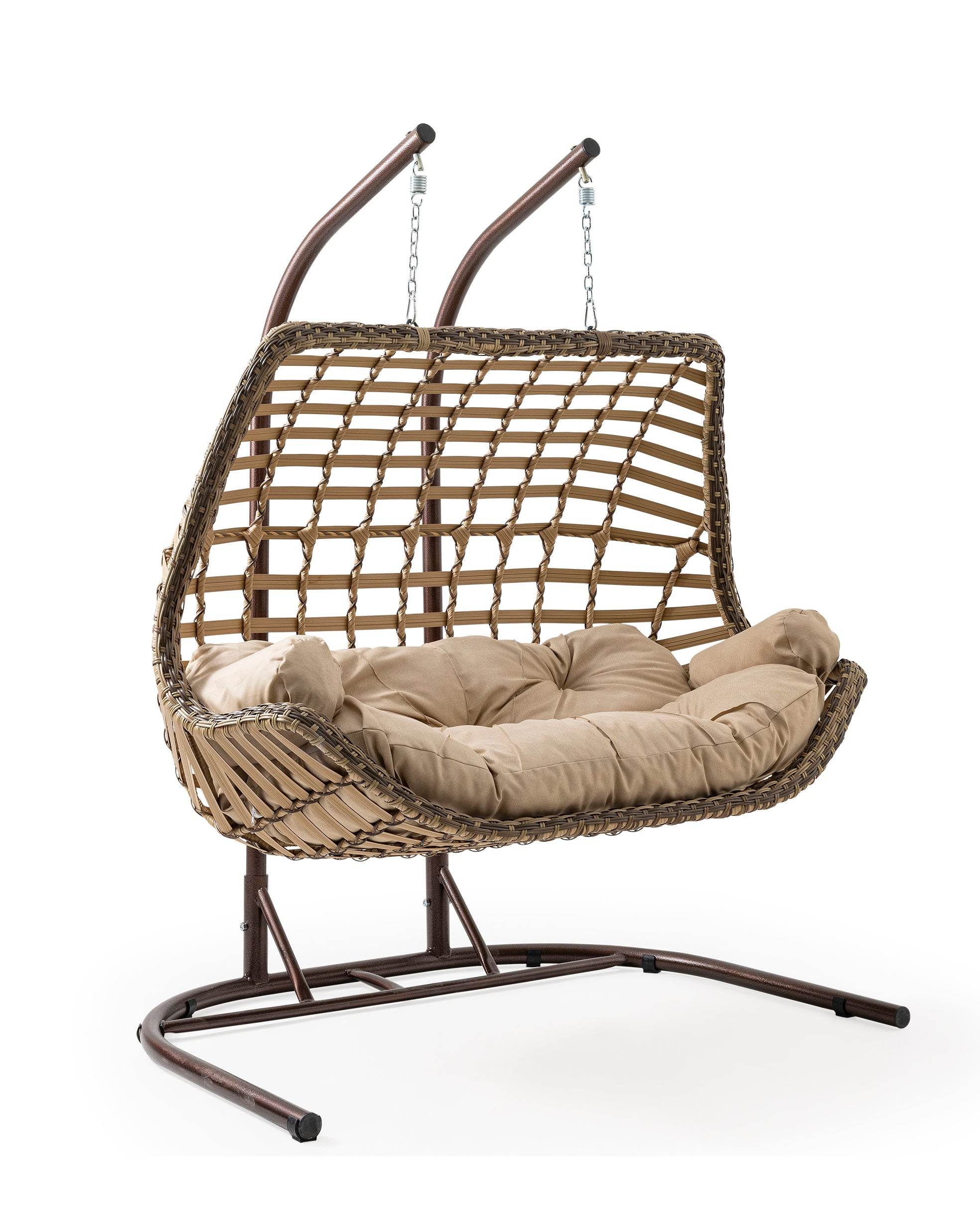 Gowoll Rattan Hängesessel mit Gestell | Cunda Swing Gartenschaukel | Hängeschaukel