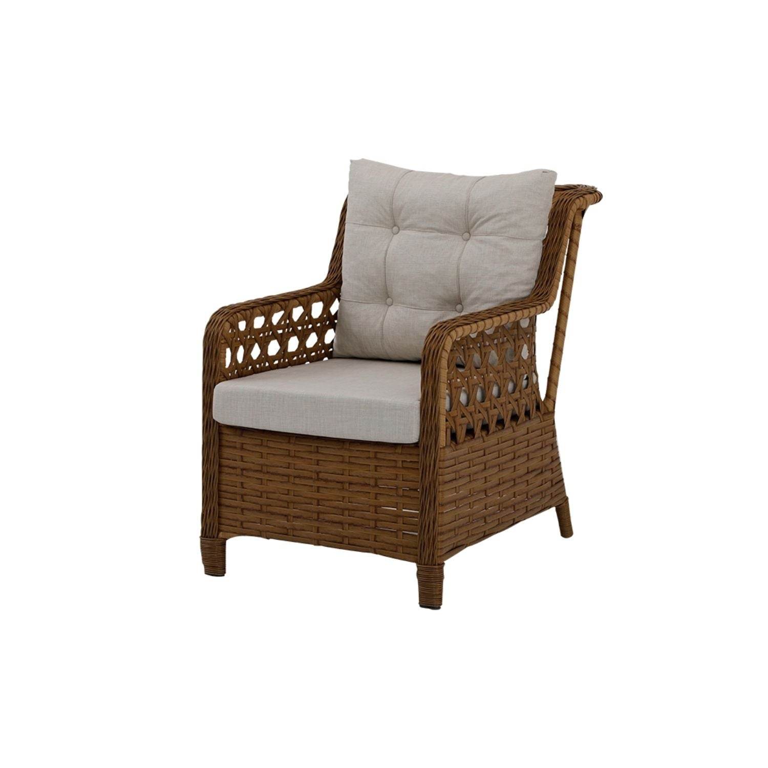 Gartenmöbel Set 7 Personen | Alu-Rattan Lounge mit Sofa, Hocker & Tisch
