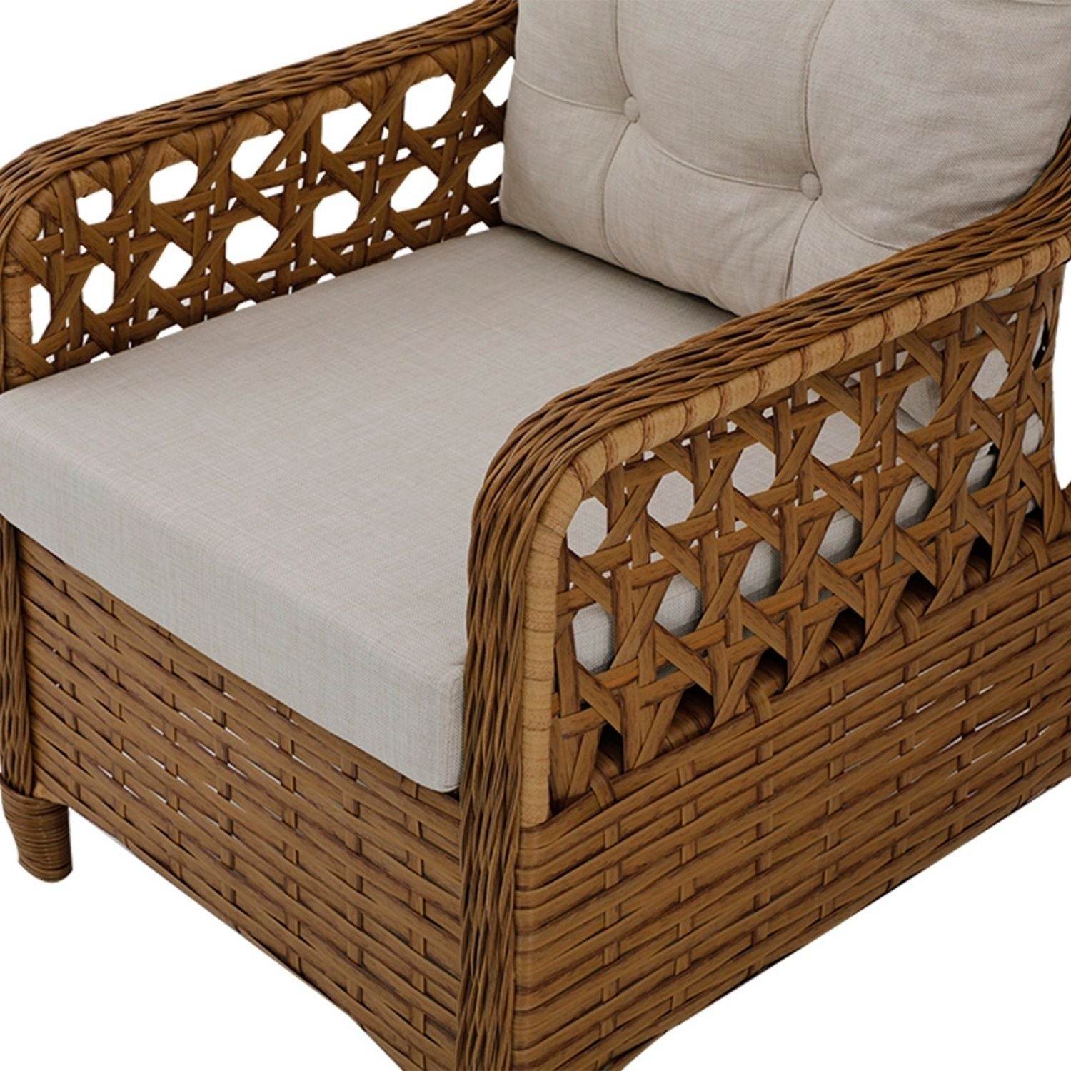 Gartenmöbel Set 7 Personen | Alu-Rattan Lounge mit Sofa, Hocker & Tisch