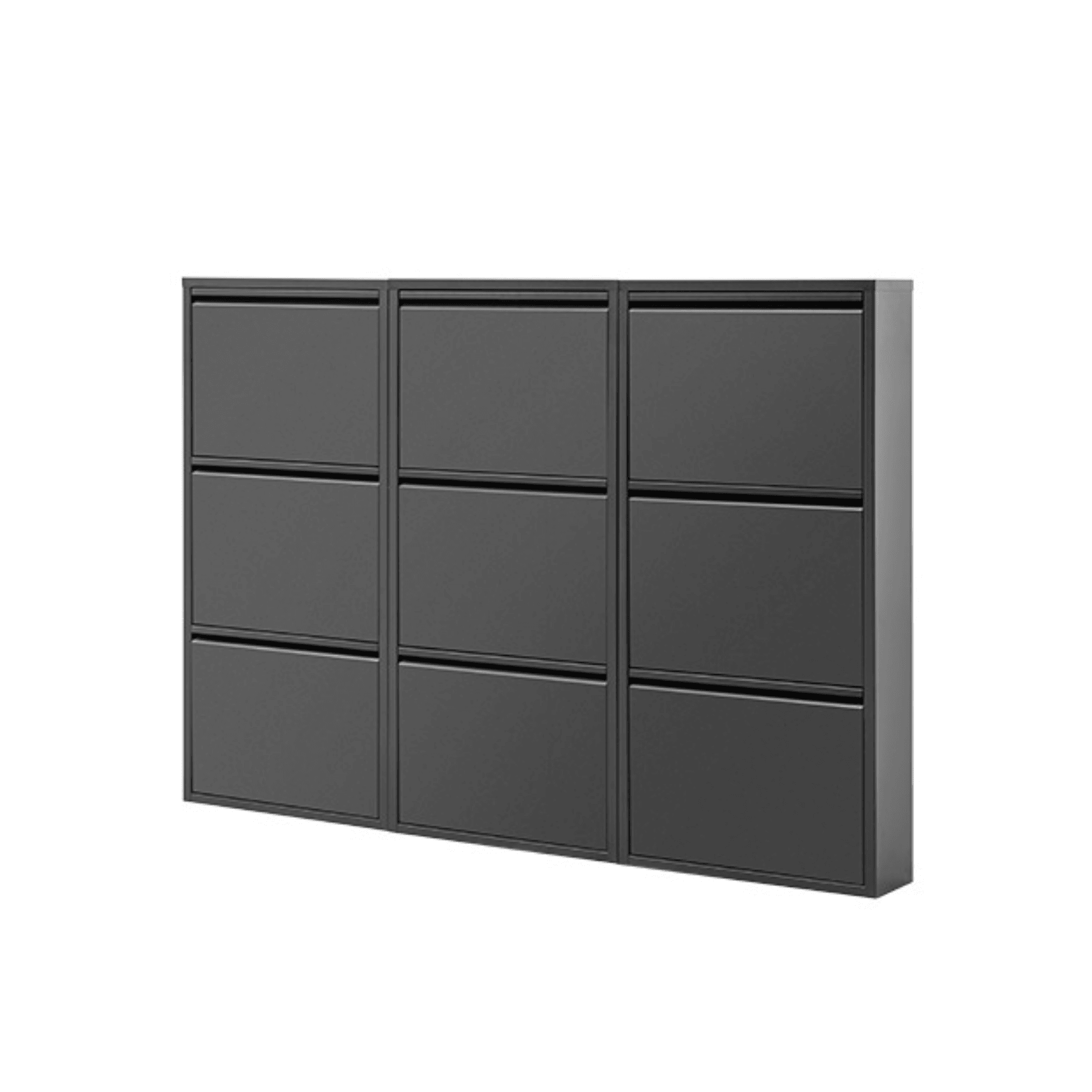 Stabiler 3‑Klappen Metall Schuhschrank Schwarz | Vormontiert & Magnet‑Klappen