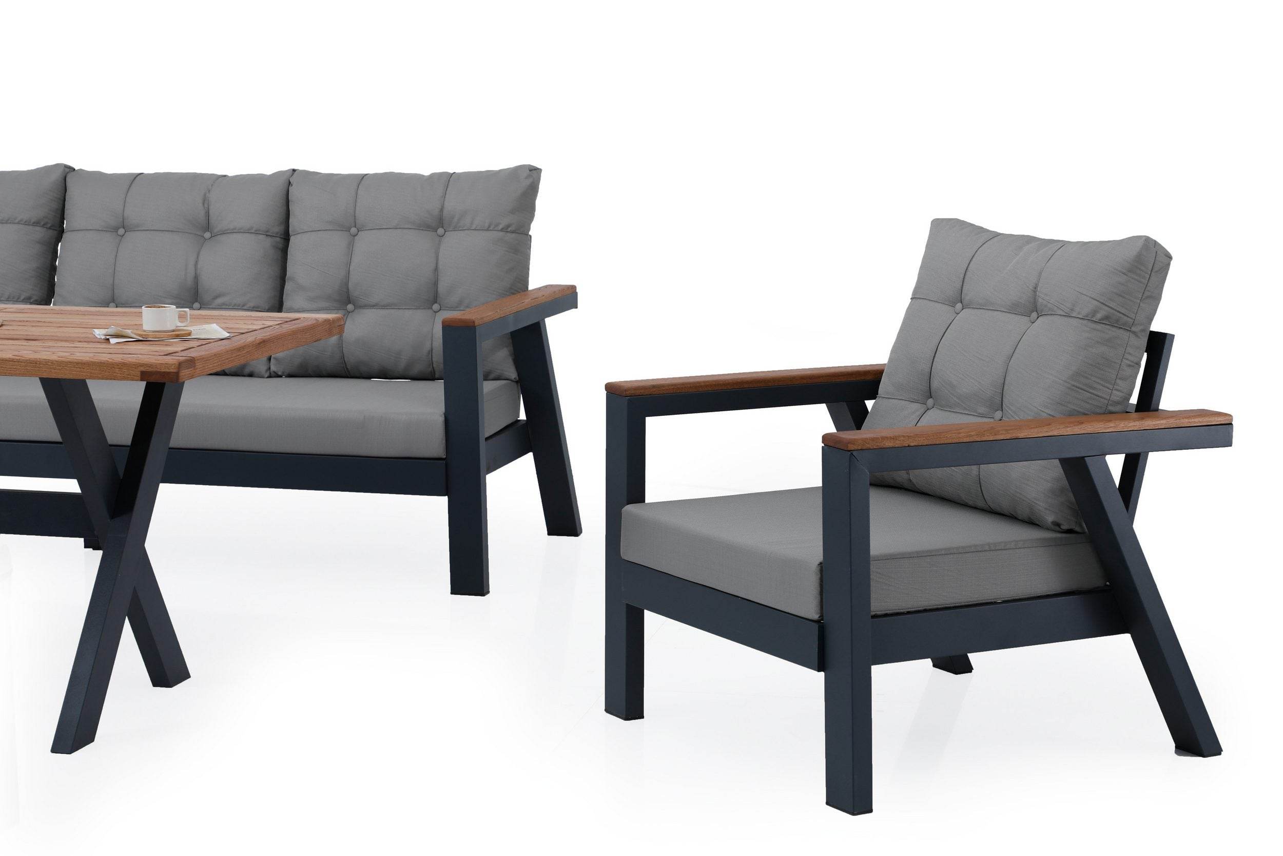 Petra Sitzgruppe Garten 7 Personen Aluminium Set für Balkon und Outdoor