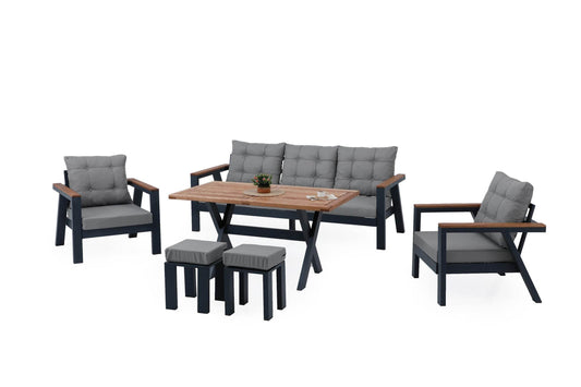 Sitzgruppe Garten 7 Personen Aluminium Set für Balkon und Outdoor
