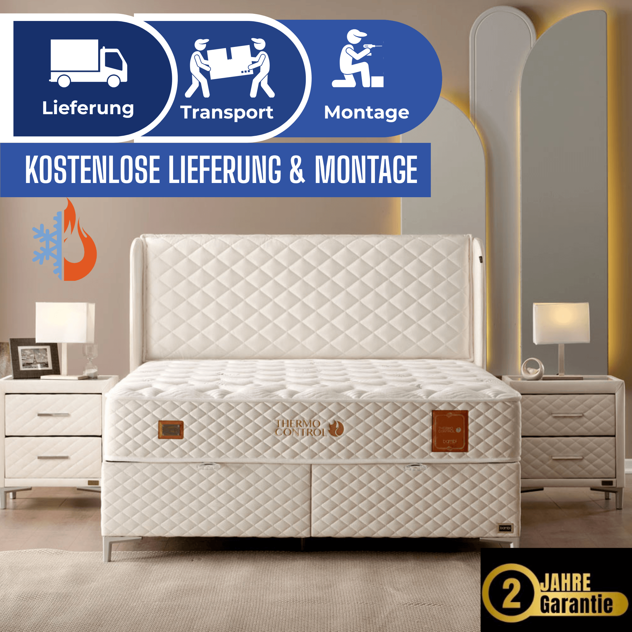 Bambi Thermo Control Boxspringbett mit Matratze & Bettkästen
