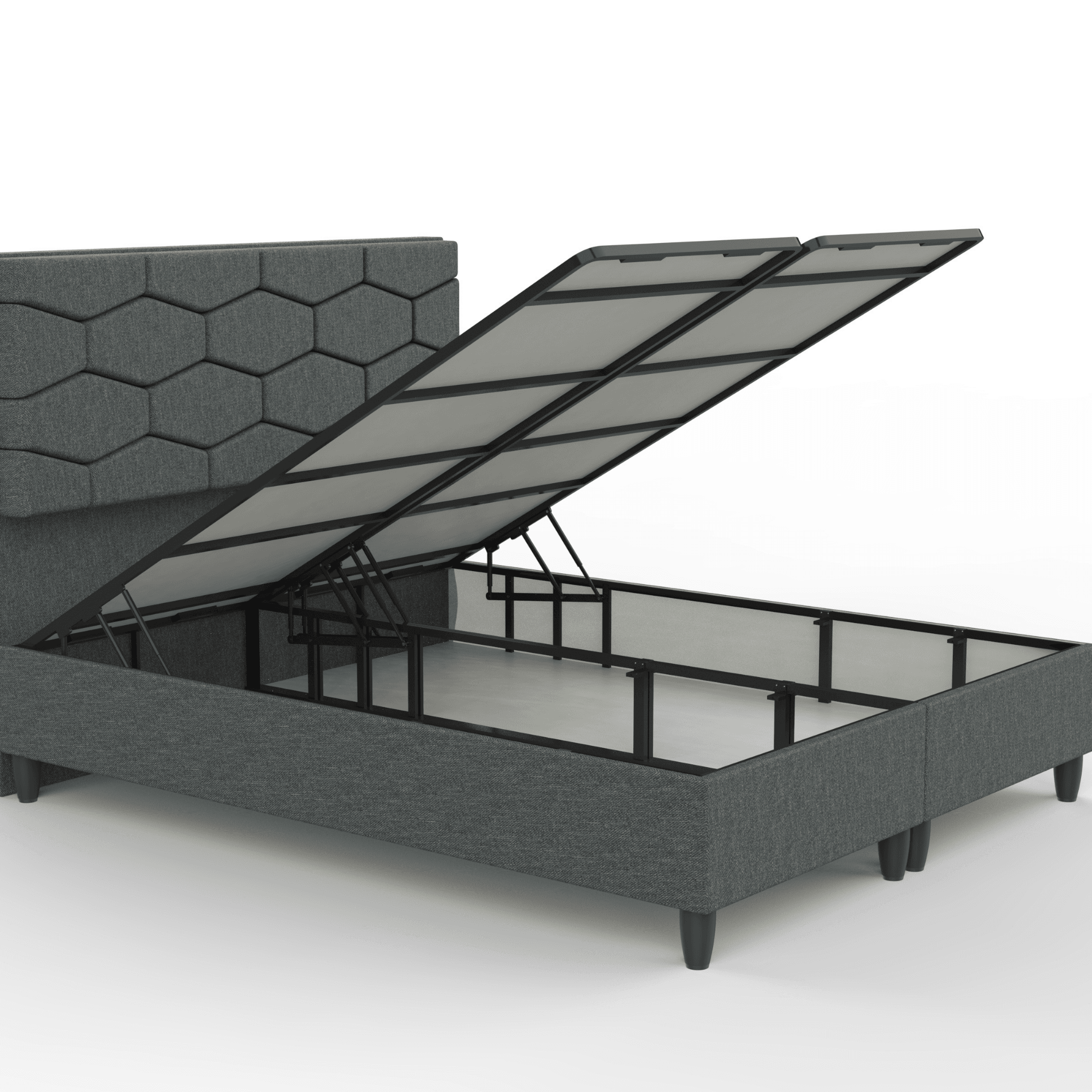 Gowoll Petek Waben Boxspringbett Set 160x200 cm – Stauraum & Duo Comfort 7-Zonen Matratze H3