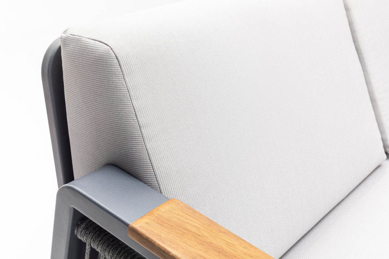 Gowoll Mykonos Plus Tisch Gartenlounge-Set Premium Ecklounge mit Wetterfest (Sitz und Rückenkissen, Tisch mit 2x3 Sitzer und 2xStuhl)