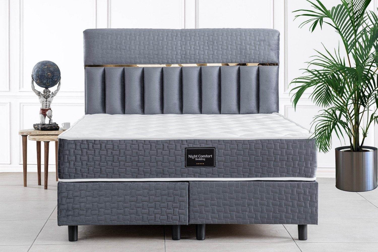 Barcelona Boxspringbett 160x200 mit Matratze, Stauraum & Kopfteil | Premium Schlafzimmerbett