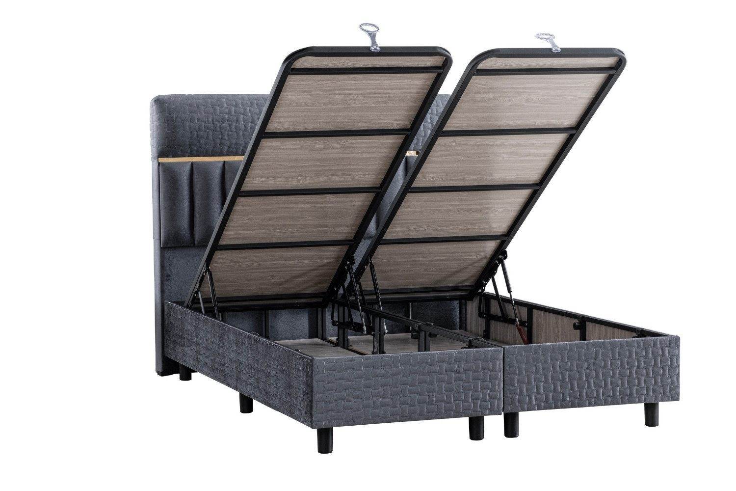 Barcelona Boxspringbett 160x200 mit Matratze, Stauraum & Kopfteil | Premium Schlafzimmerbett