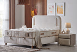 Bambi Bohemela Boxspringbett Set mit Bettkasten in hellem Bouclé-Look