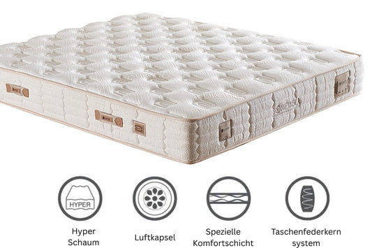 Bambi Bohemela Boxspringbett mit 7-Zonen-Taschenfederkernmatratze