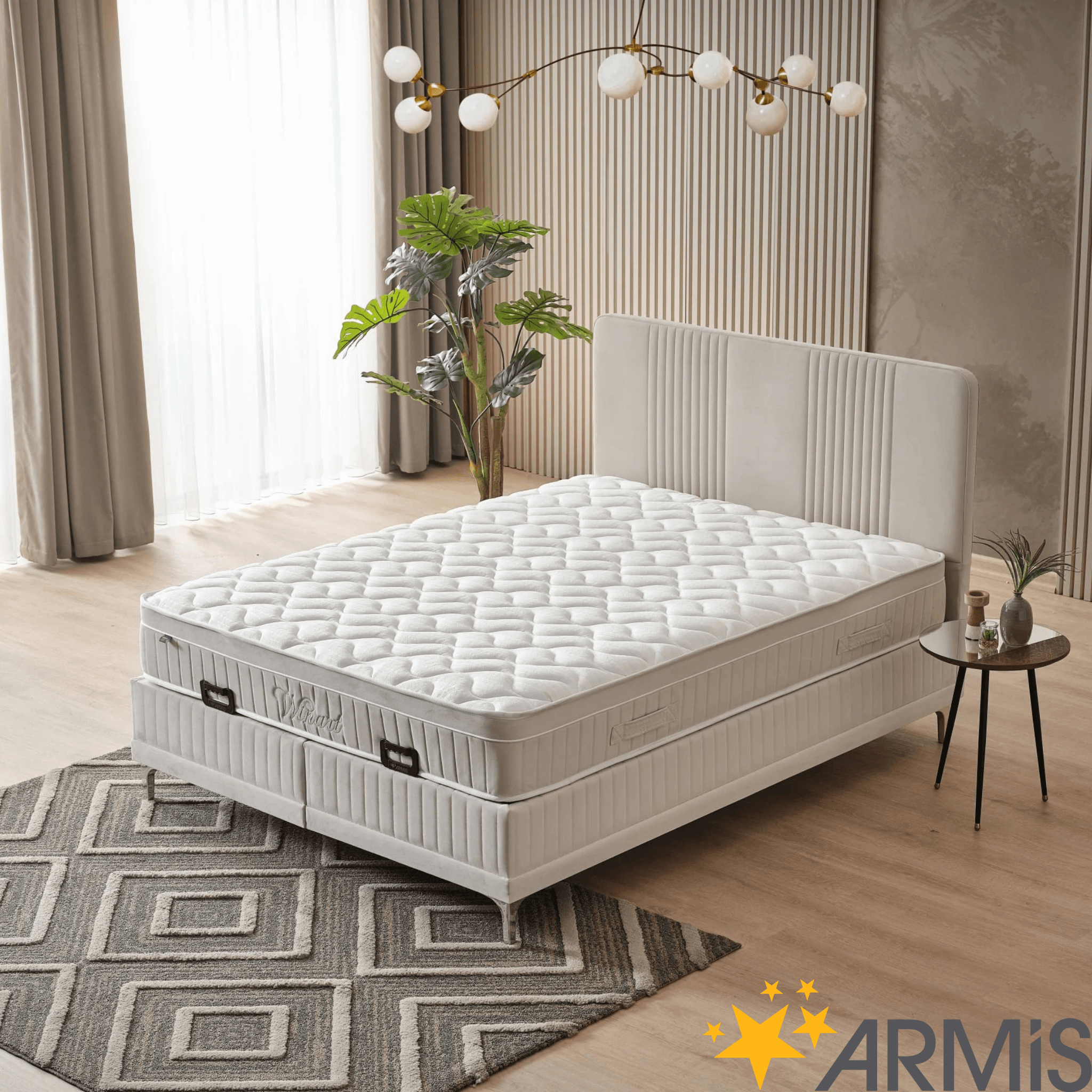 Boxspringbett mit Stauraum & Gasdruckfeder | Armis Winart Komfortbett mit Topper | 90–180x200 cm