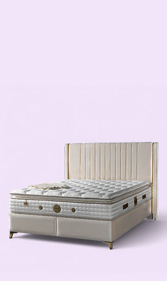 Elegantes Boxspringbett-Set mit Kopfteil, Bettkasten und orthopädischer Herkül-Federkernmatratze – luxuriöser Schlafkomfort 