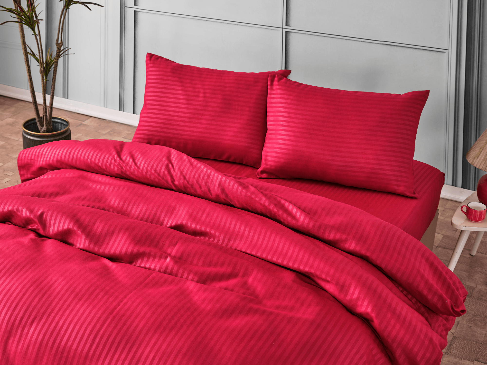 Burgund Bettwäsche Set 200x220 | Dunkelrot | Mikrofaser Satin Bettwäscheset von Gowoll – 4-teilig