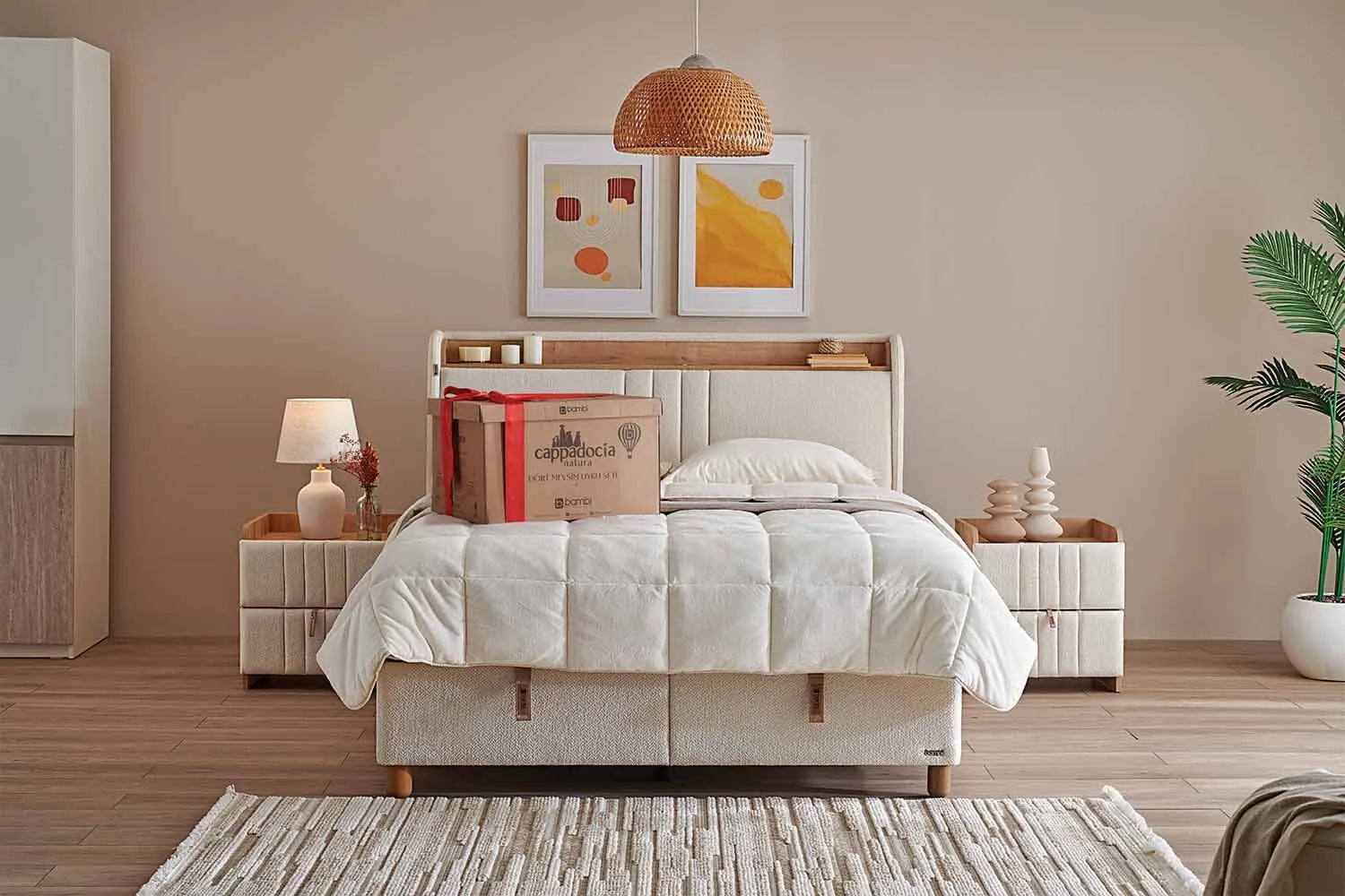 Bambi Cappadocia Natura Boxspringbett Set Kopfteil Polsterung Detail