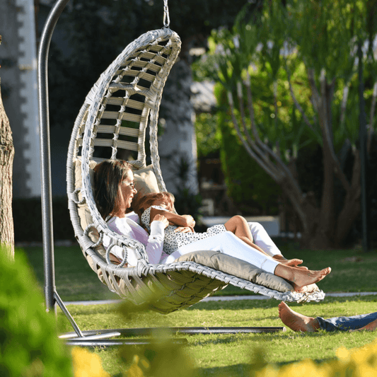 Gowoll Bodrum Gartenschaukel Rattan Hängesessel mit Gestell Hängeschaukel Bodrum