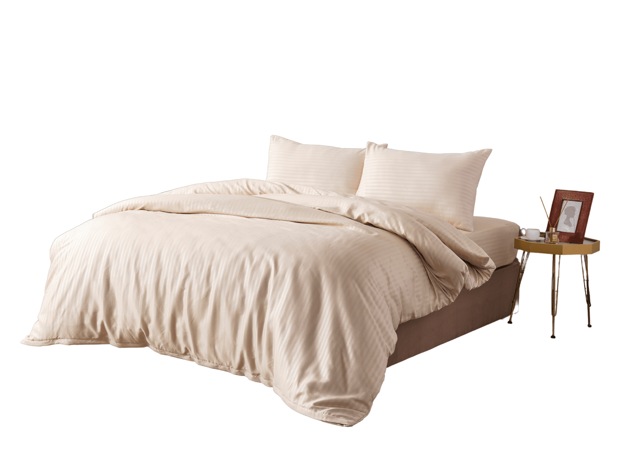 Luxus Bettwäsche Set Creme 200x220 | 4-teiliges Mikrofaser Satin Set von Gowoll