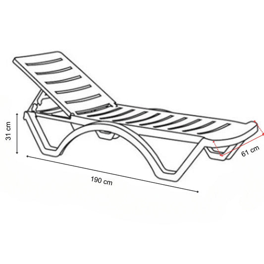 Gowoll Vegas Anthrazit Gartenliege mit Rollen Klappbar Wetterfest