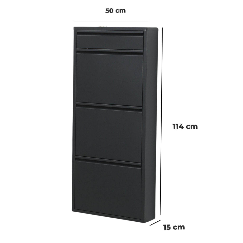 Gowoll Schuhschrank (3+1 Klappen Anthrazit )