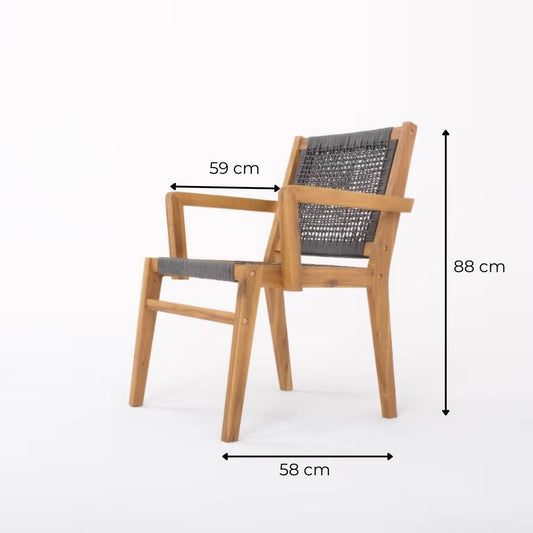 Fiume Gartenmöbel Set für 6 Personen – Akazienholz Esstisch 200x100 cm mit Stühlen – Gowoll Outdoor Essgruppe