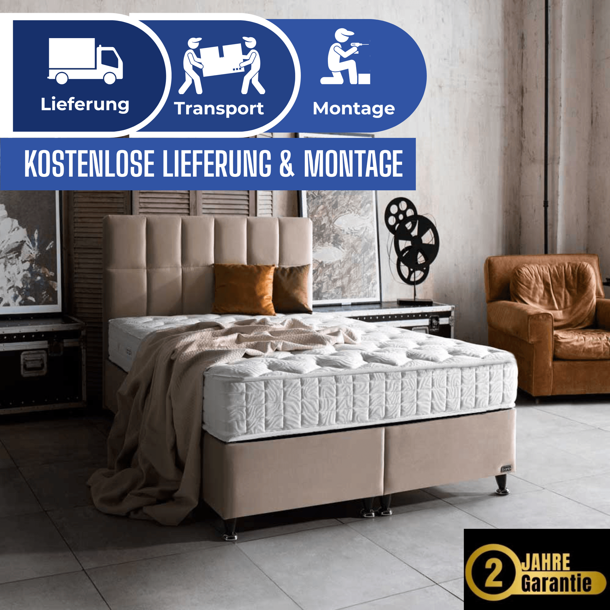 Bambi Golden Prime Boxspringbett Schlafzimmer Set