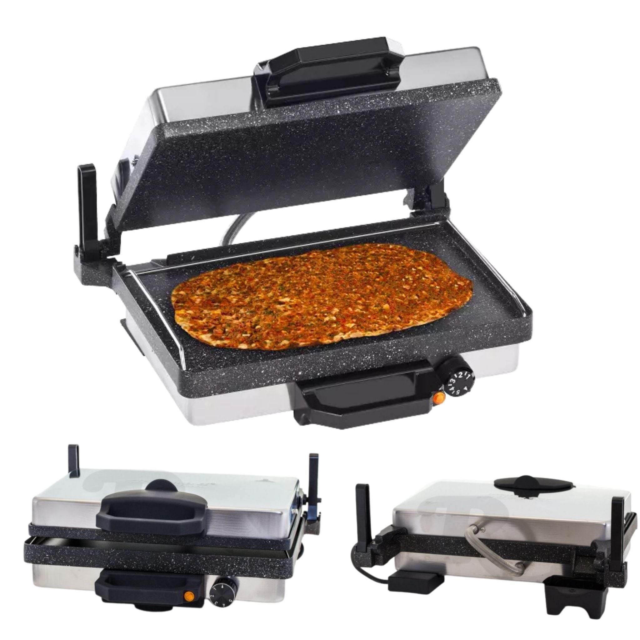3-in-1 Kontaktgrill mit Granit-Beschichtung – Elektrogrill für fettfreies Grillen