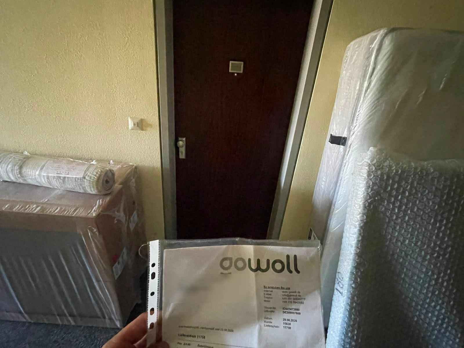Lieferschein von gowoll bei der Übergabe