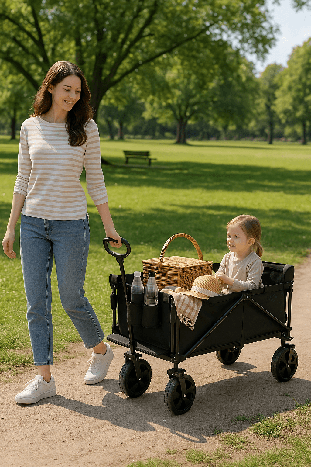 Handwagen Bollerwagen faltbar 210L+ Bis 160KG Strandwagen Klappbar mit Heckklappe Regenschutz,7 cm breite Geländereifen Reflektorstreifen
