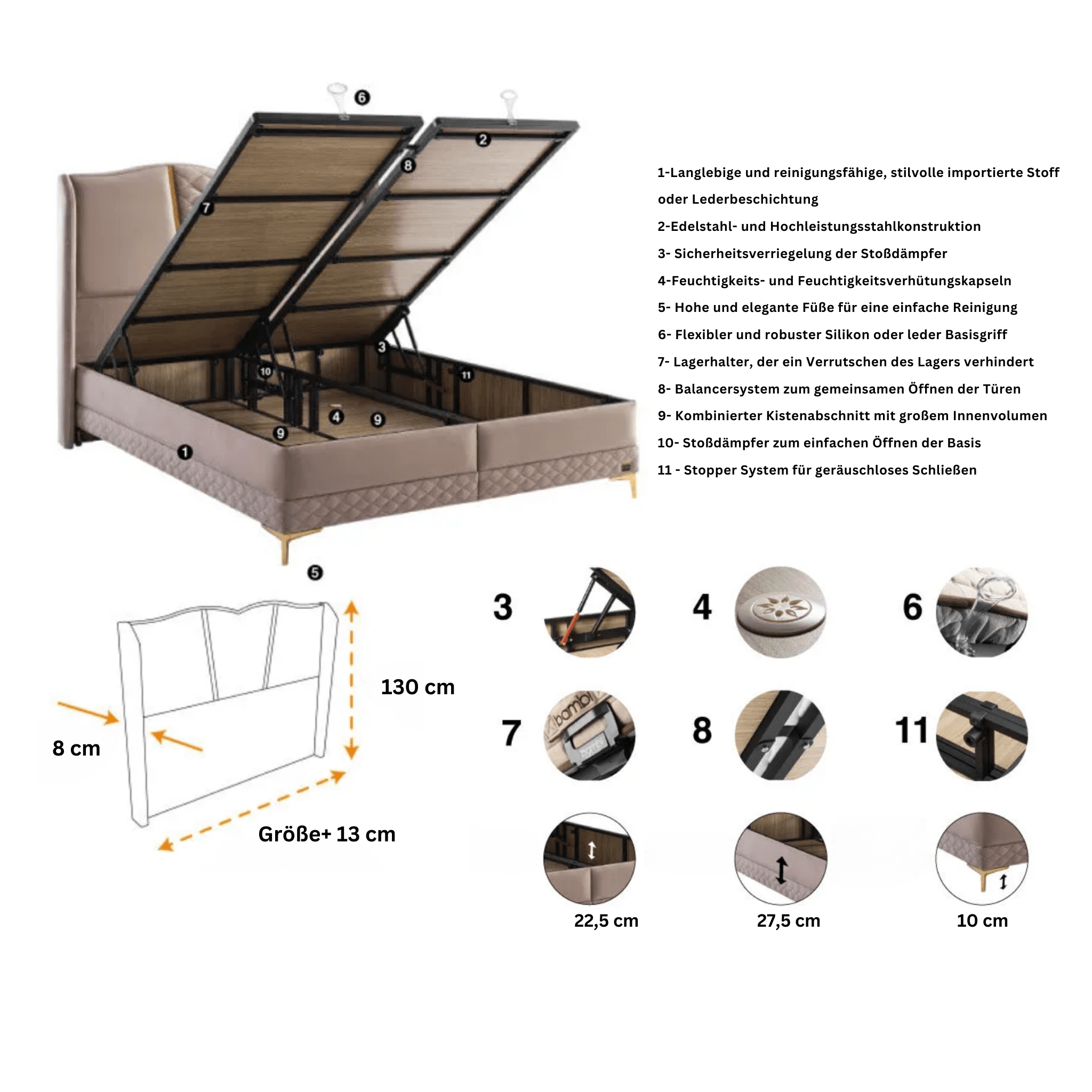 Bambi Luxia Boxspringbett H4 Komfort-Pad & Taschenfederkern