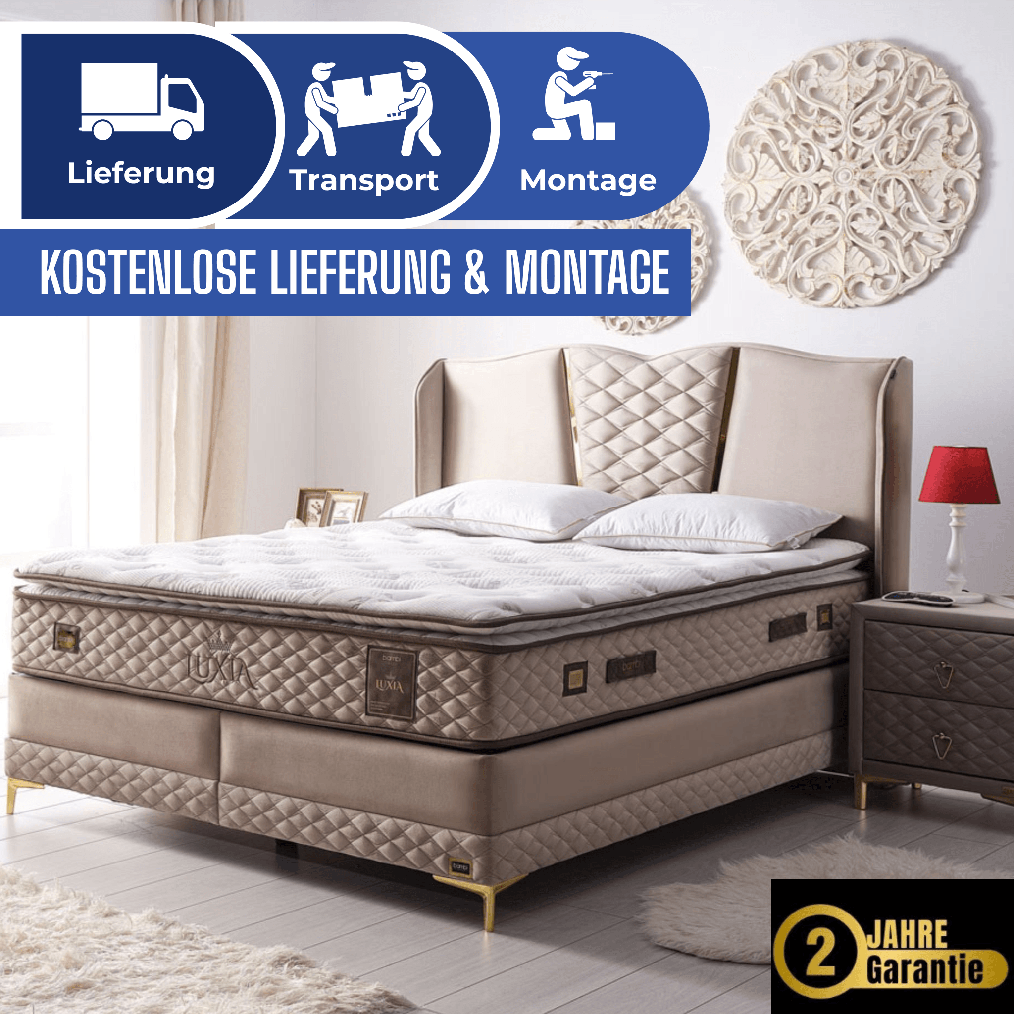 Bambi Luxia Boxspringbett H4 Komfort-Pad & Taschenfederkern