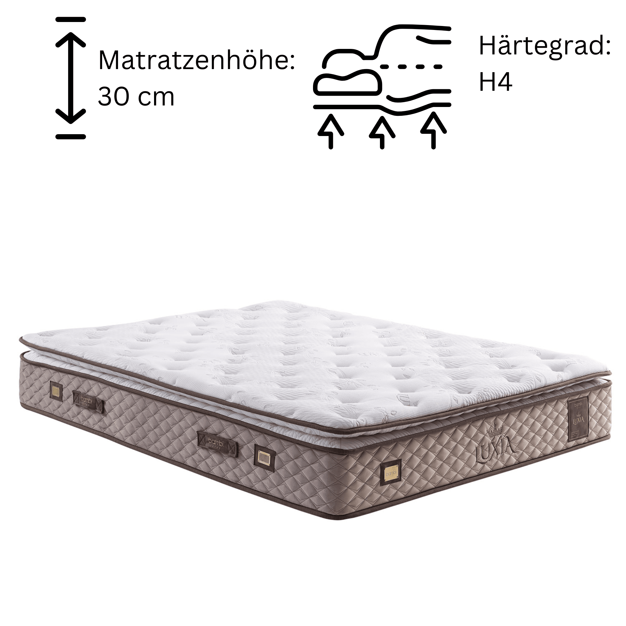 Bambi Luxia Boxspringbett H4 Komfort-Pad & Taschenfederkern