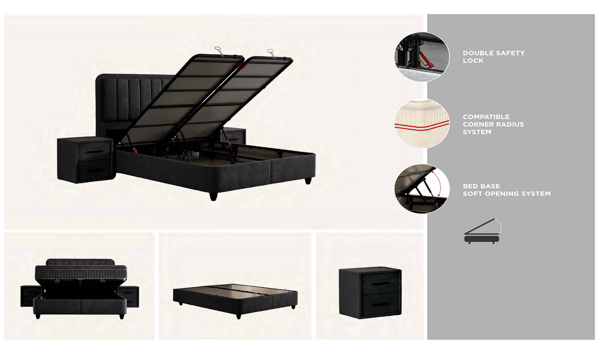 BSS LEOBEDD Boxspringbett Set | Matratze H3 | Box und Kopfteil