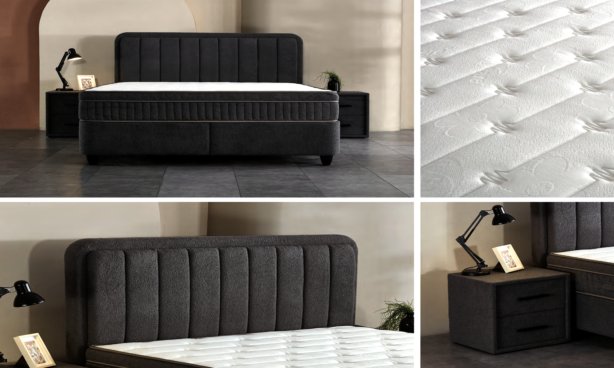 BSS LEOBEDD Boxspringbett Set | Matratze H3 | Box und Kopfteil