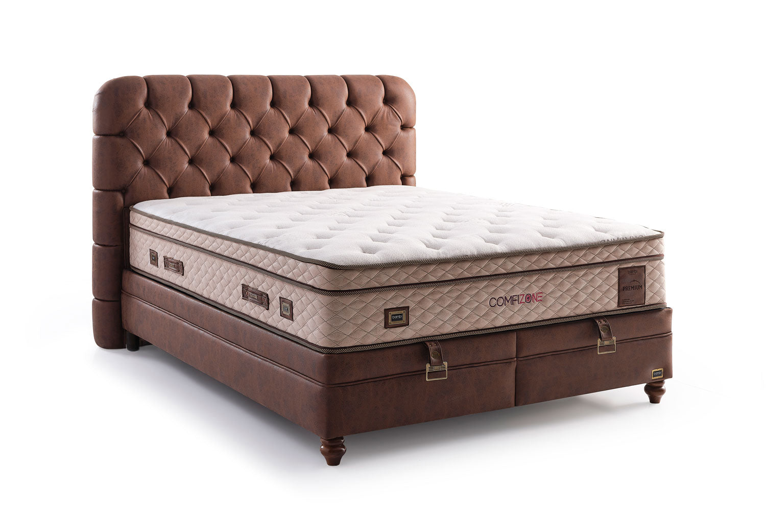 Bambi Comfizone Boxspringbett 180x200 cm mit Matratze & Stauraum – Verstellbarer Härtegrad & Komfortsystem