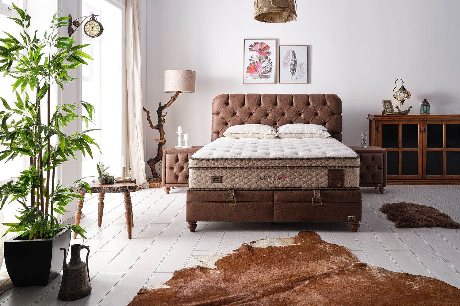 Bambi Comfizone Boxspringbett 180x200 cm mit Matratze & Stauraum – Verstellbarer Härtegrad & Komfortsystem