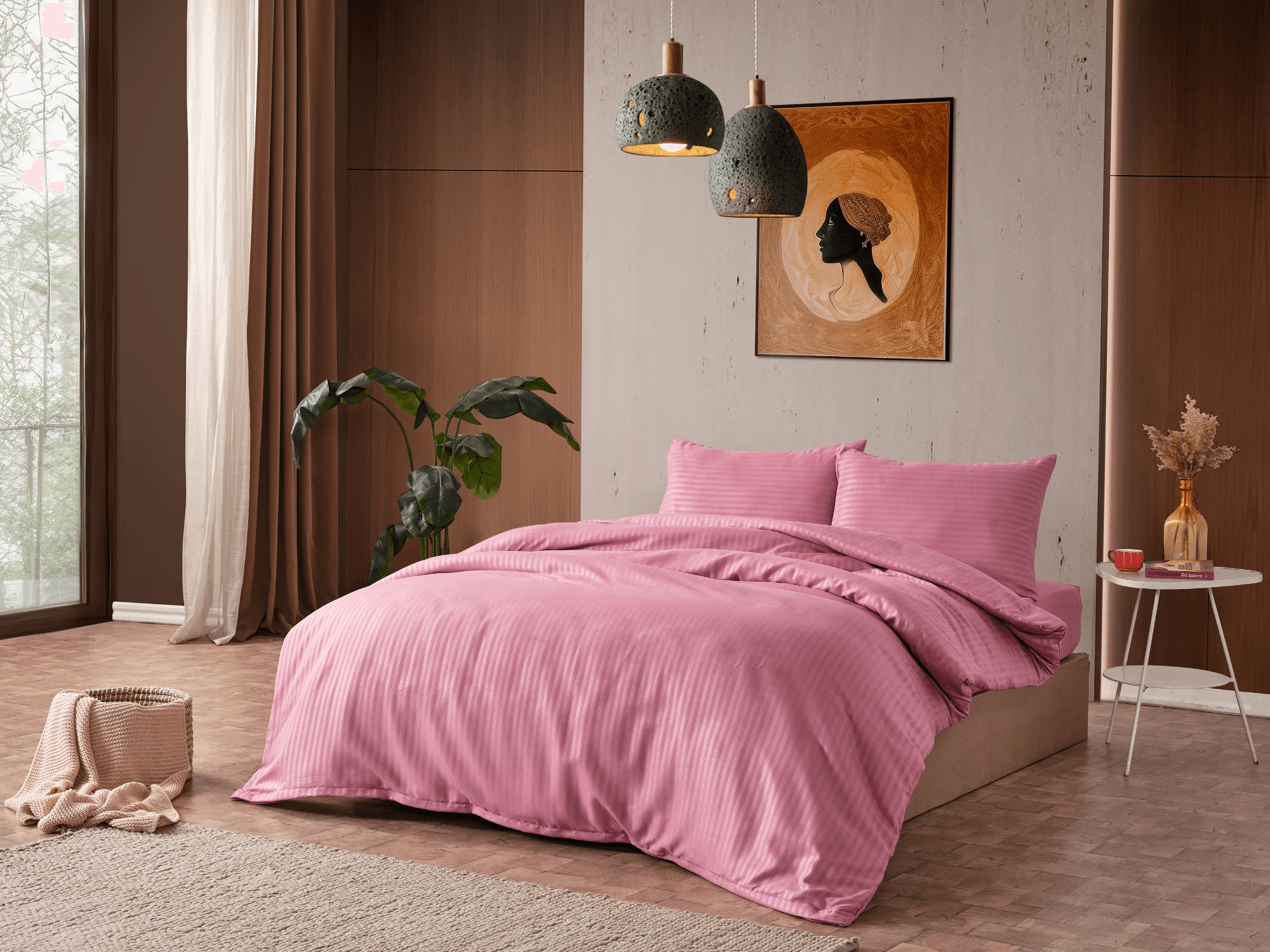 Gowoll Bettwäsche Set Rosé 200x220 | Mikrofaser 4-teiliges Satin-Bettset mit Spannbettlaken